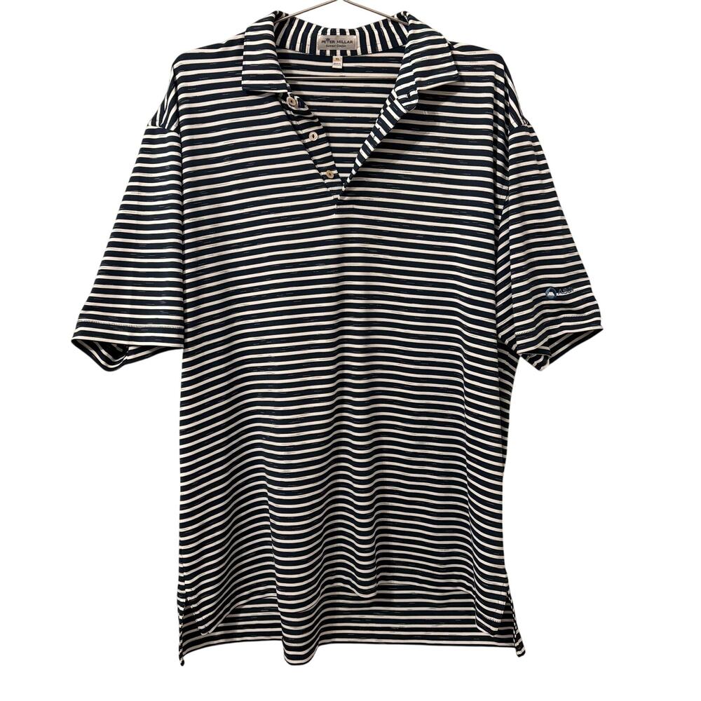 Peter Millar Summer Comfort Navy and White stripe Polo XL